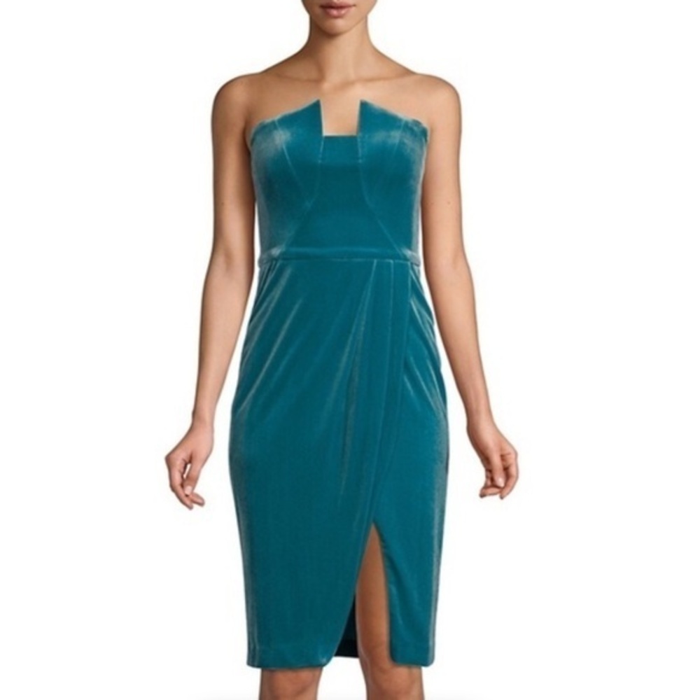 Black Halo Jolie Strapless Sheath Dress - Teal